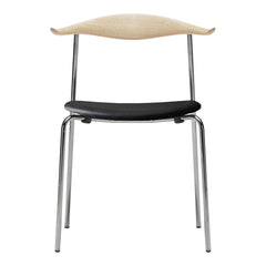 CH88P Chair - Seat Upholstered - Stainless Steel - Wood