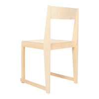 Light natural wood chair with a simple, minimalist design and smooth surface, showcasing a beige finish.