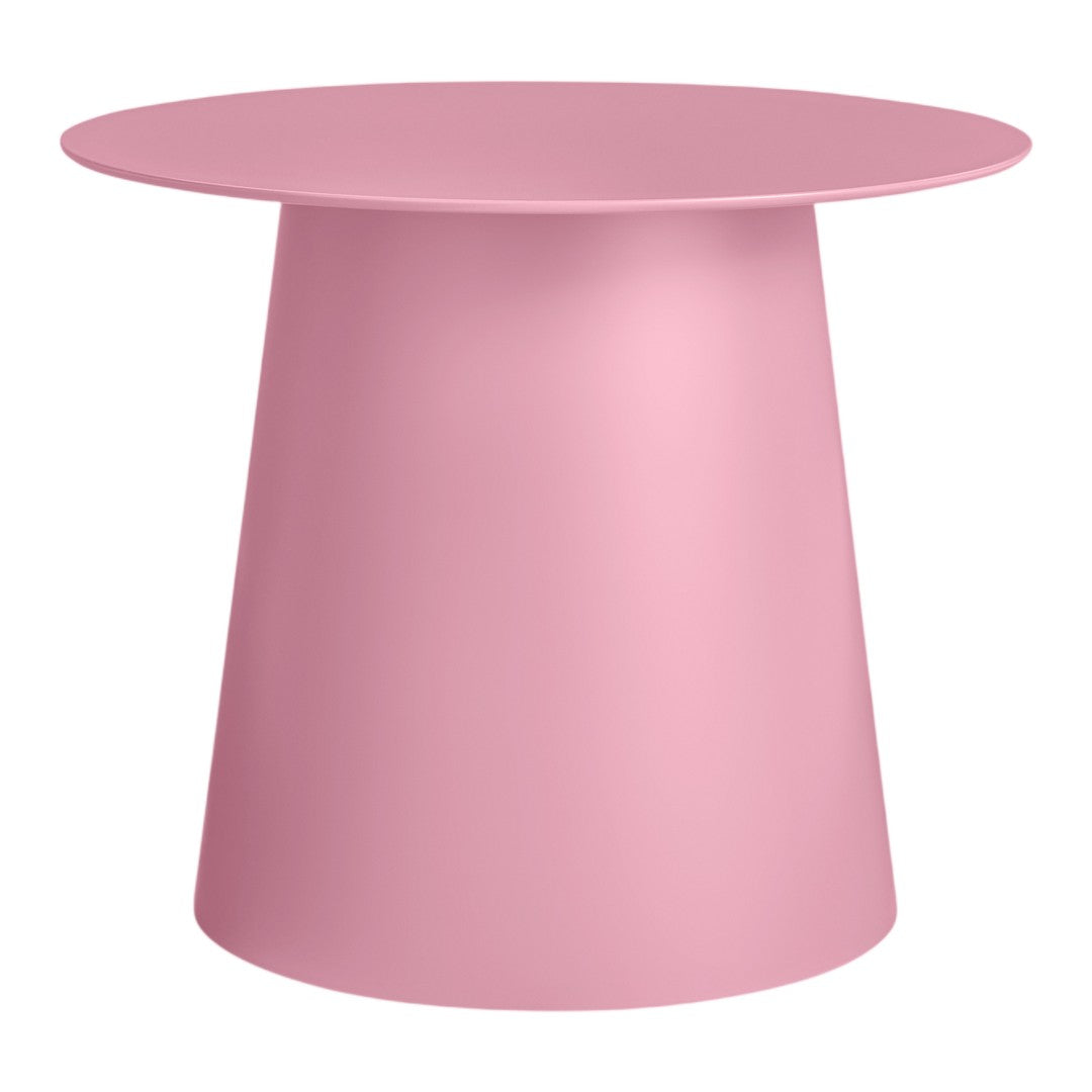 Pink modern side table with a smooth finish and minimalist design, perfect for contemporary decor.