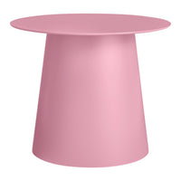 Pink modern side table with a smooth finish and minimalist design, perfect for contemporary decor.