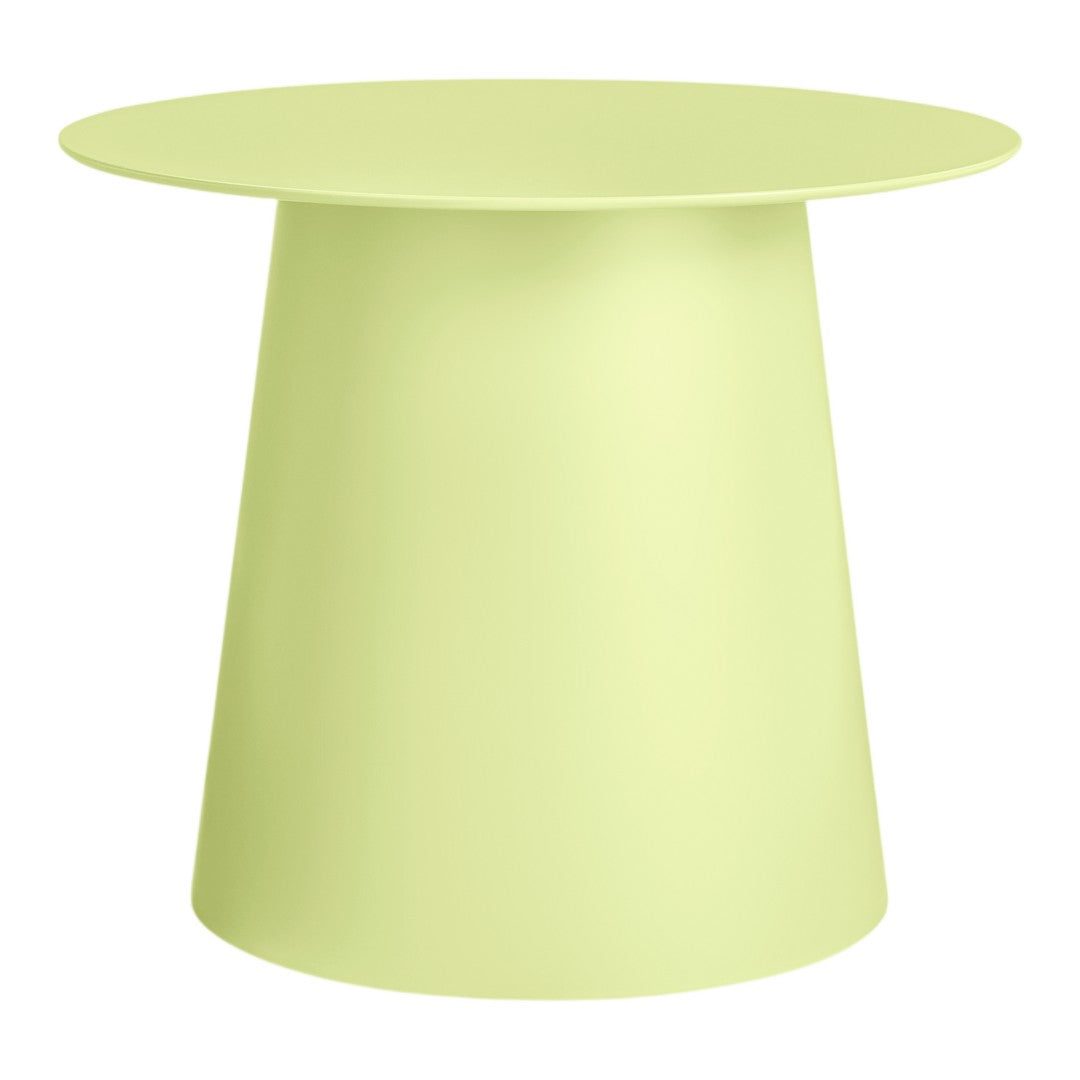 Light green minimalist side table with a smooth, solid pattern, perfect for modern decor.