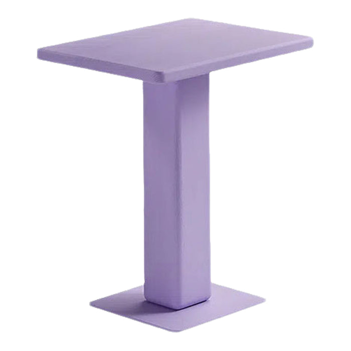 Purple square table with a sleek, modern design and a solid, uniform color for contemporary decor.
