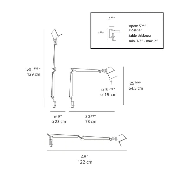"White desk lamp with adjustable black arm and sleek metallic accents, featuring a minimalistic design."