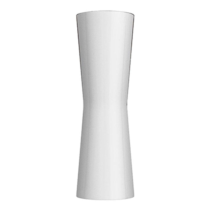 Sleek white ceramic vase with a smooth, modern finish and elegant hourglass shape. Perfect for minimalist decor.