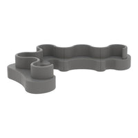 Gray abstract pet feeder with curved sections and smooth texture, perfect for modern home décor.