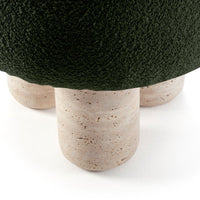 Green textured surface with beige cylindrical legs, showcasing a modern, minimalist design.