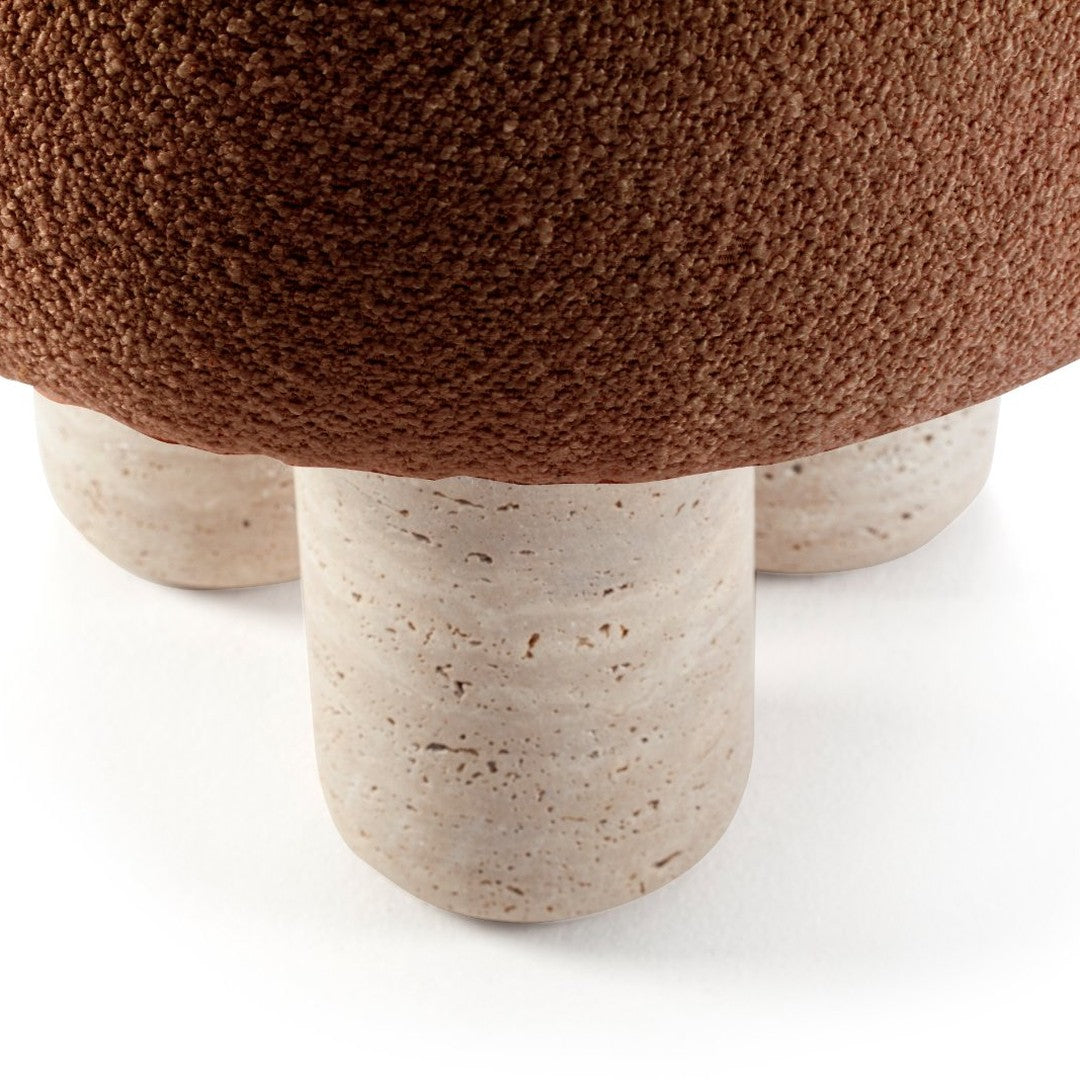 Textured brown surface with smooth beige cylindrical legs, offering a modern, earthy aesthetic. Perfect for stylish interiors.