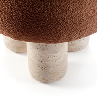 Textured brown surface with smooth beige cylindrical legs, offering a modern, earthy aesthetic. Perfect for stylish interiors.