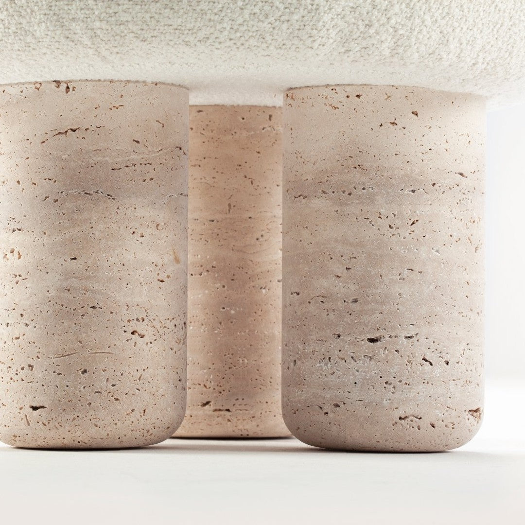 Light beige and soft taupe column base with a textured, natural pattern for a minimalist aesthetic.