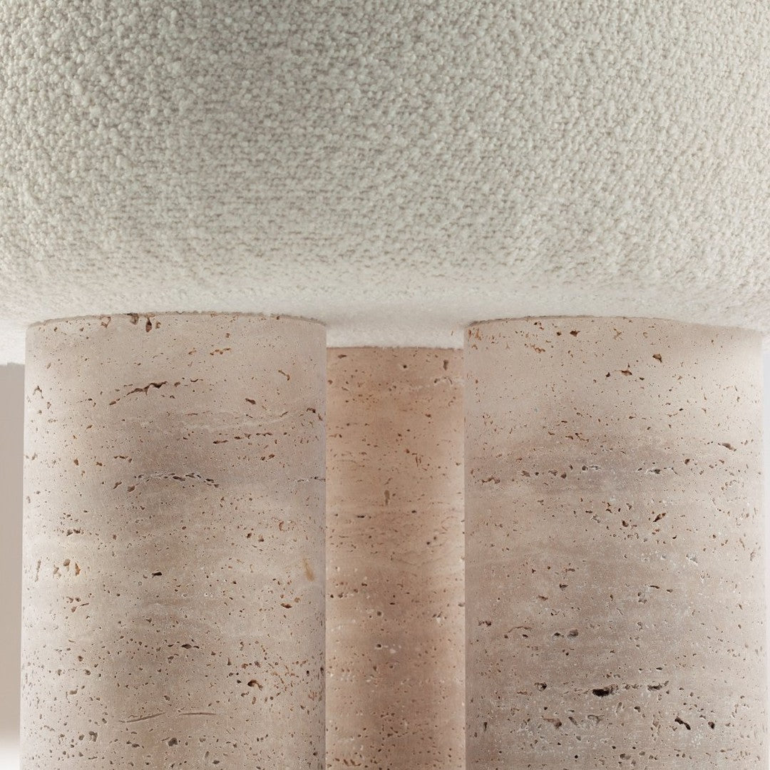 Textured white top with smooth beige cylindrical base, featuring subtle flecks and natural stone patterns.