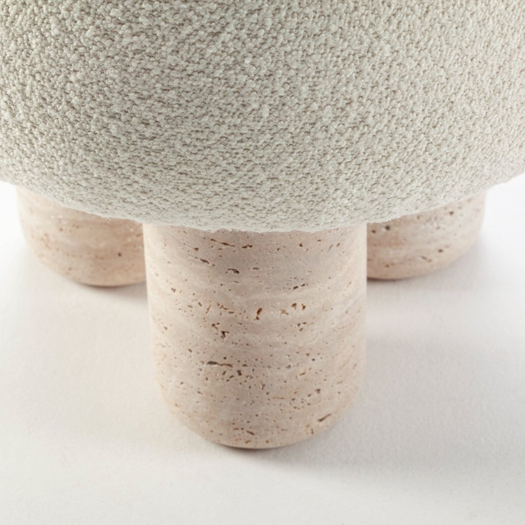 Textured white and pale pink base with rounded legs, showcasing a modern design aesthetic.