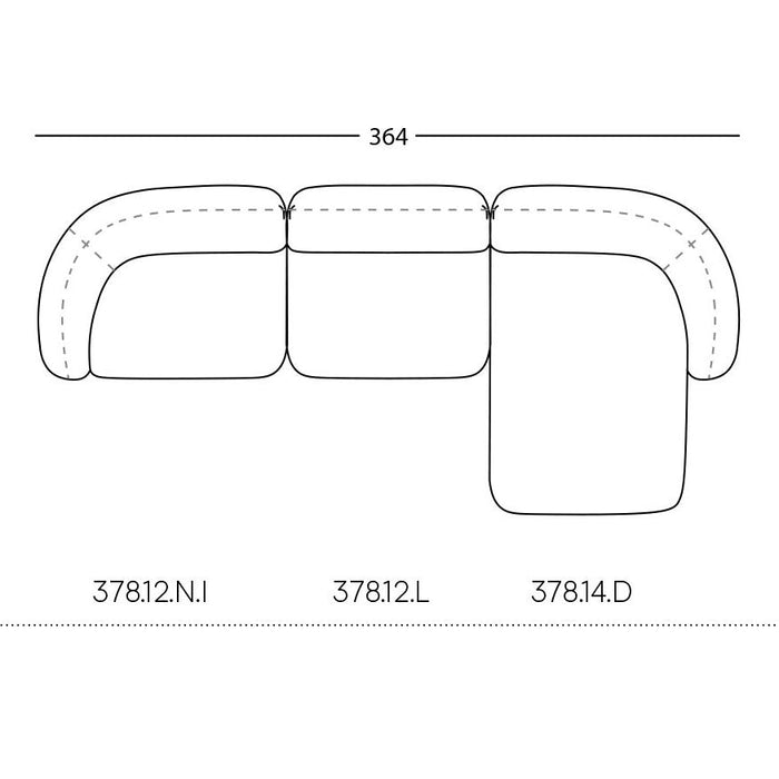 "Elegant sectional sofa design featuring neutral tones with soft curves and minimalist lines."