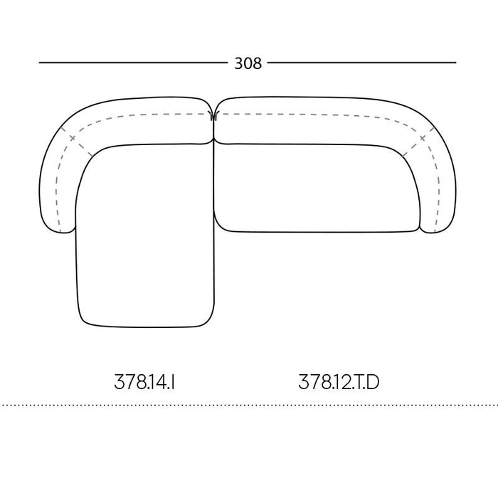 "Contemporary sectional sofa design in soft gray upholstery with rounded edges and seamless stitching details."