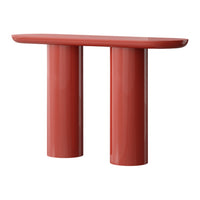 Red modern console table with smooth, glossy finish and minimalist design. Elegant and contemporary style accent piece.