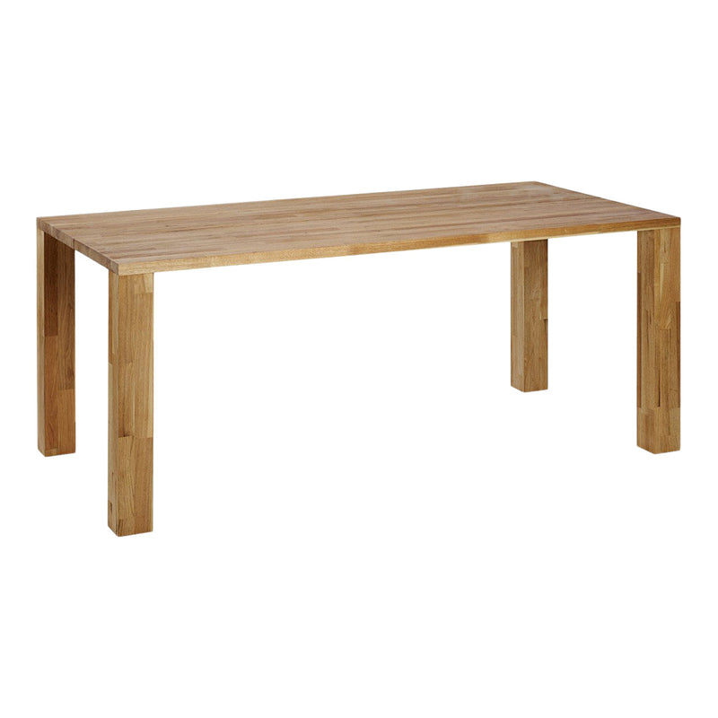 "Natural bamboo dining table with a smooth finish and sleek, minimalist design."