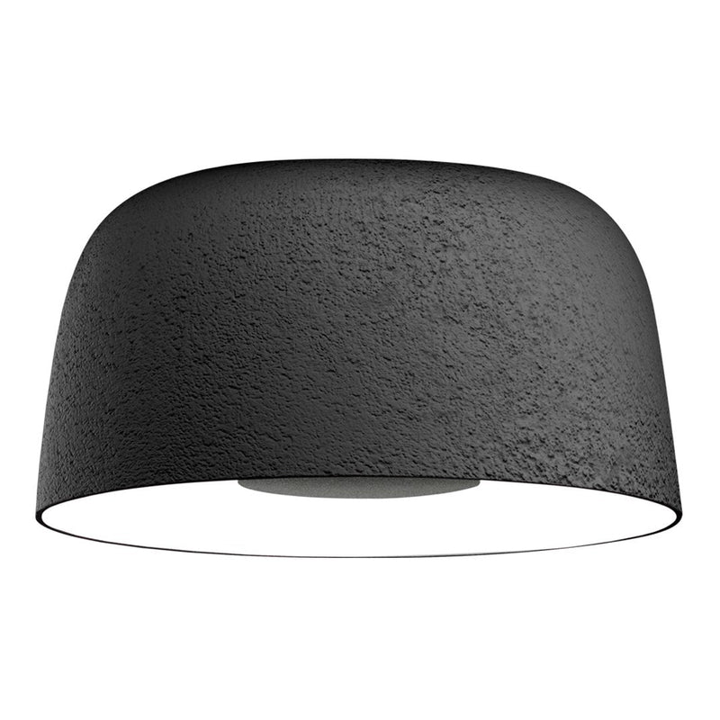 Black textured ceiling lamp with a smooth white interior, perfect for modern decor.