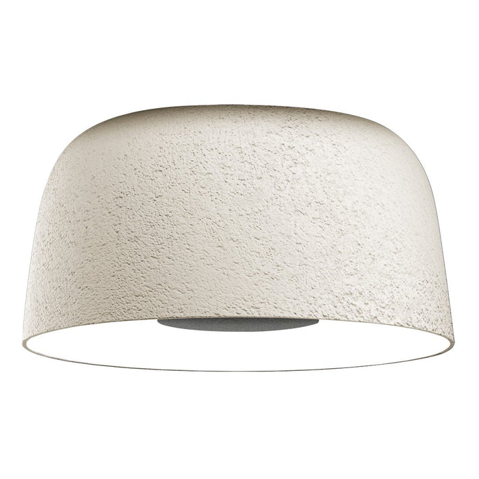 Beige textured dome ceiling light with a smooth white interior, creating a modern and minimalistic aesthetic.