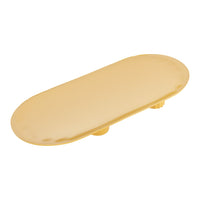 Golden oval serving platter with a smooth, glossy finish, perfect for elegant dining displays.