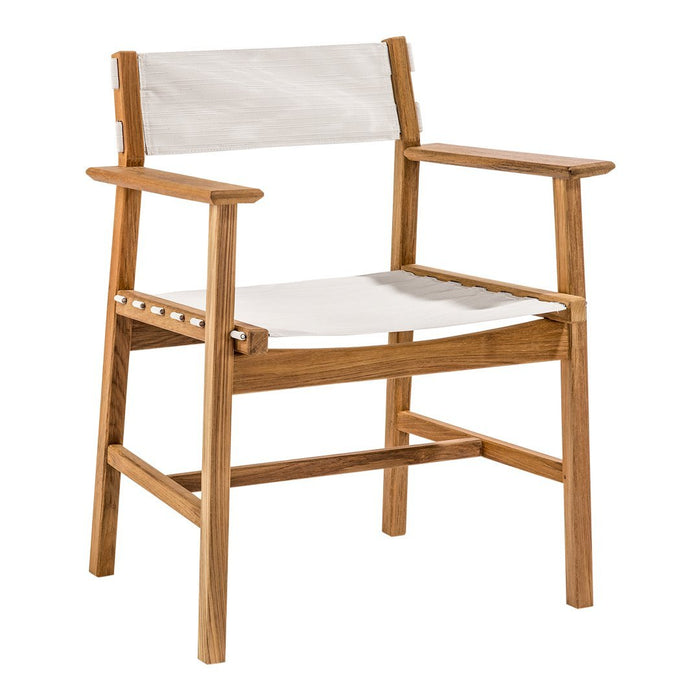 Light beige fabric on a wooden chair with natural oak finish, featuring a minimalistic and modern design.