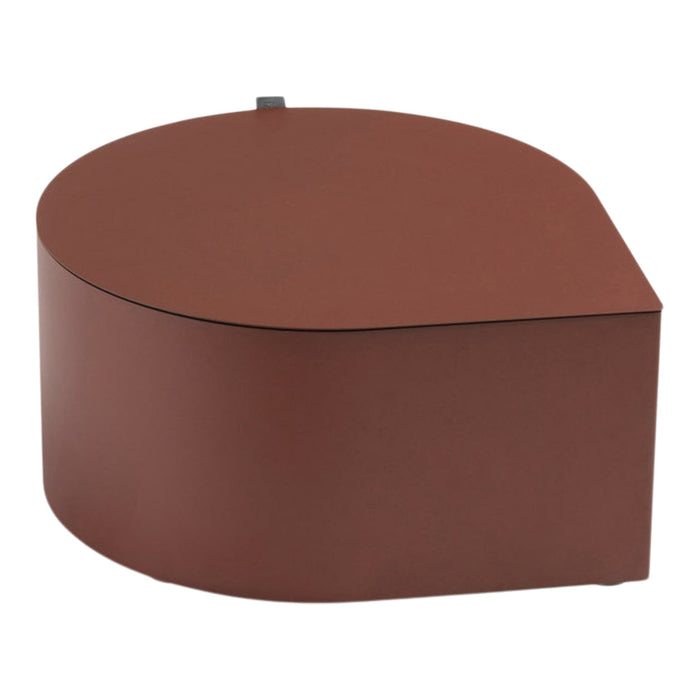 Brown modern storage container with a unique rounded shape and smooth finish. Ideal for stylish organization.