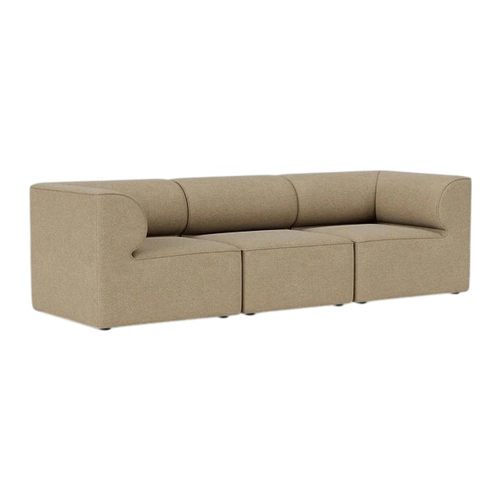 Beige fabric sofa with a sleek, modern design and smooth surface. Perfect for minimalist interiors.