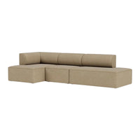 Beige sectional sofa with a clean, modern design and subtle textured fabric. Perfect for contemporary living spaces.