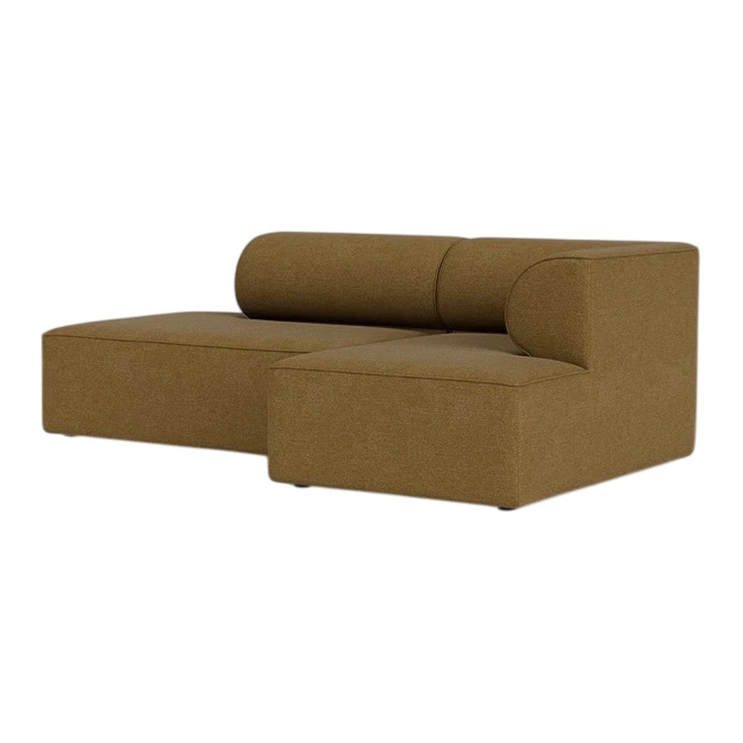 Brown upholstered modular sofa with smooth, minimalist design and curved backrest. Perfect for modern living spaces.