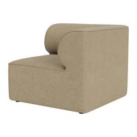 Light beige chair with a smooth, textured fabric and a modern, minimalist design. Ideal for contemporary decor.