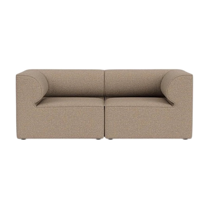 Brown upholstered sofa with a minimalist design and soft texture, featuring a solid color without patterns.