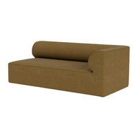 Brown modern sofa with a seamless, minimalist design and a rounded backrest. Perfect for contemporary spaces.