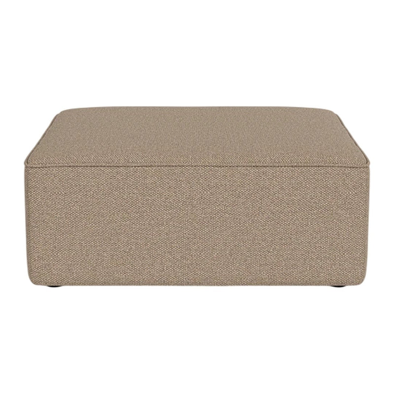 Beige rectangular ottoman with a subtle textured pattern, perfect for modern home decor.