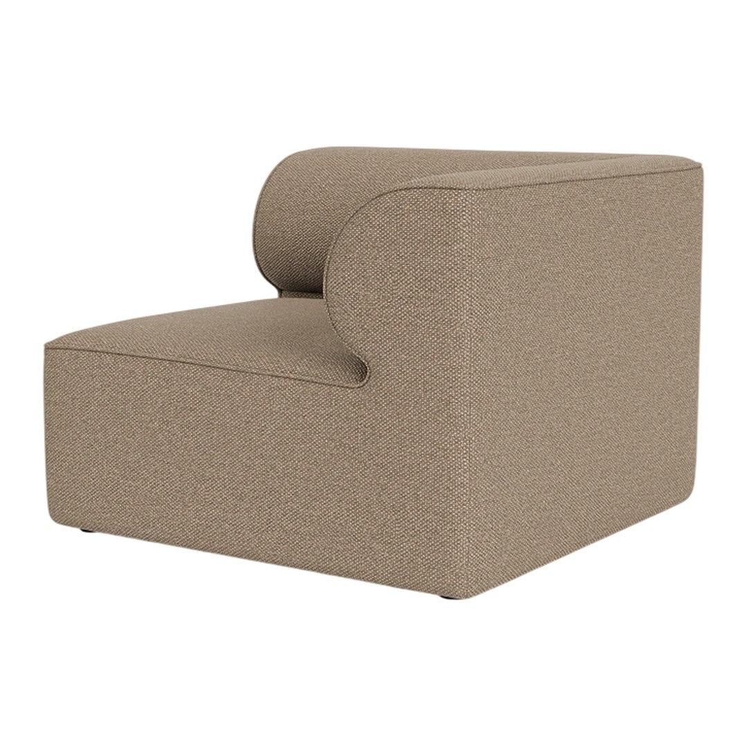Textured brown fabric armchair with a smooth, modern design and minimal pattern. Perfect for stylish living spaces.