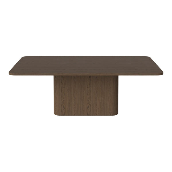 Elegant dark brown rectangular dining table with a smooth, matte finish and minimalist design.