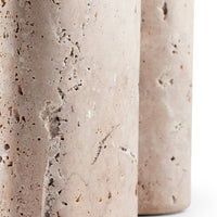 Light beige stone pillars with subtle gray veining and natural texture patterns. Ideal for modern decor.