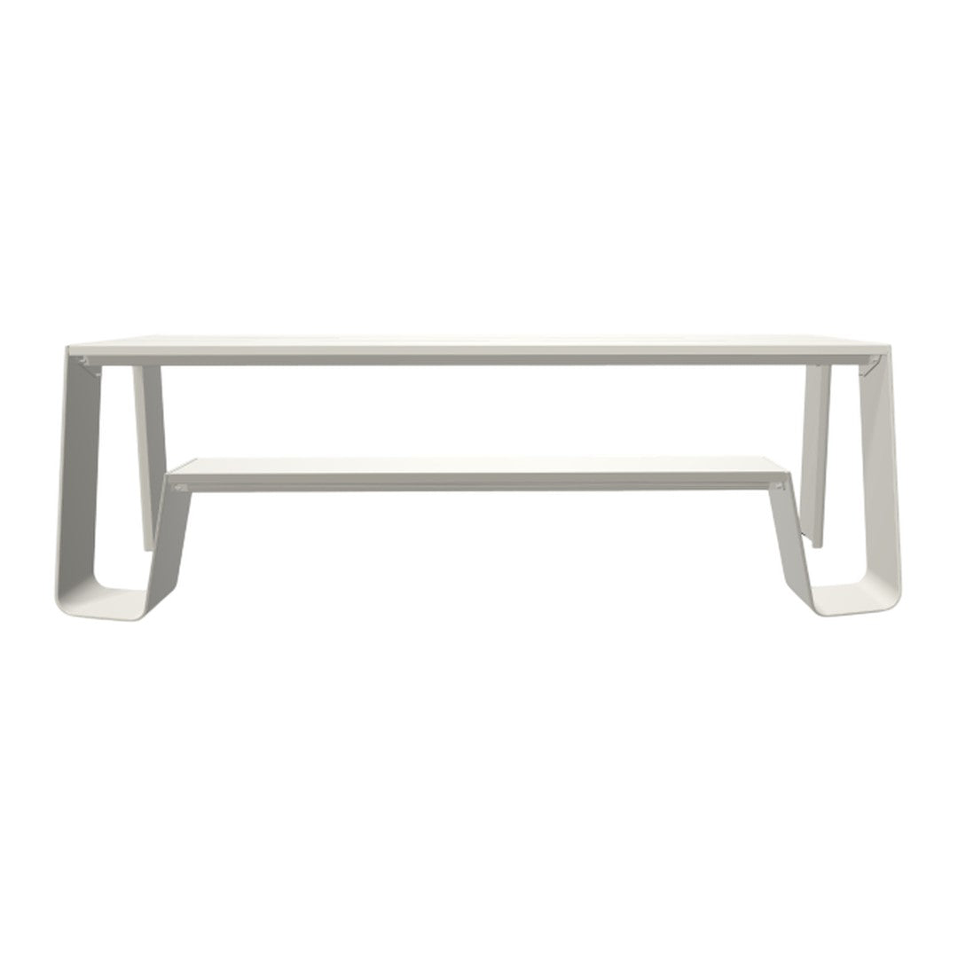 Modern white coffee table with a sleek, minimalist design and smooth surface. Perfect for contemporary spaces.