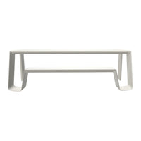 Modern white coffee table with a sleek, minimalist design and smooth surface. Perfect for contemporary spaces.