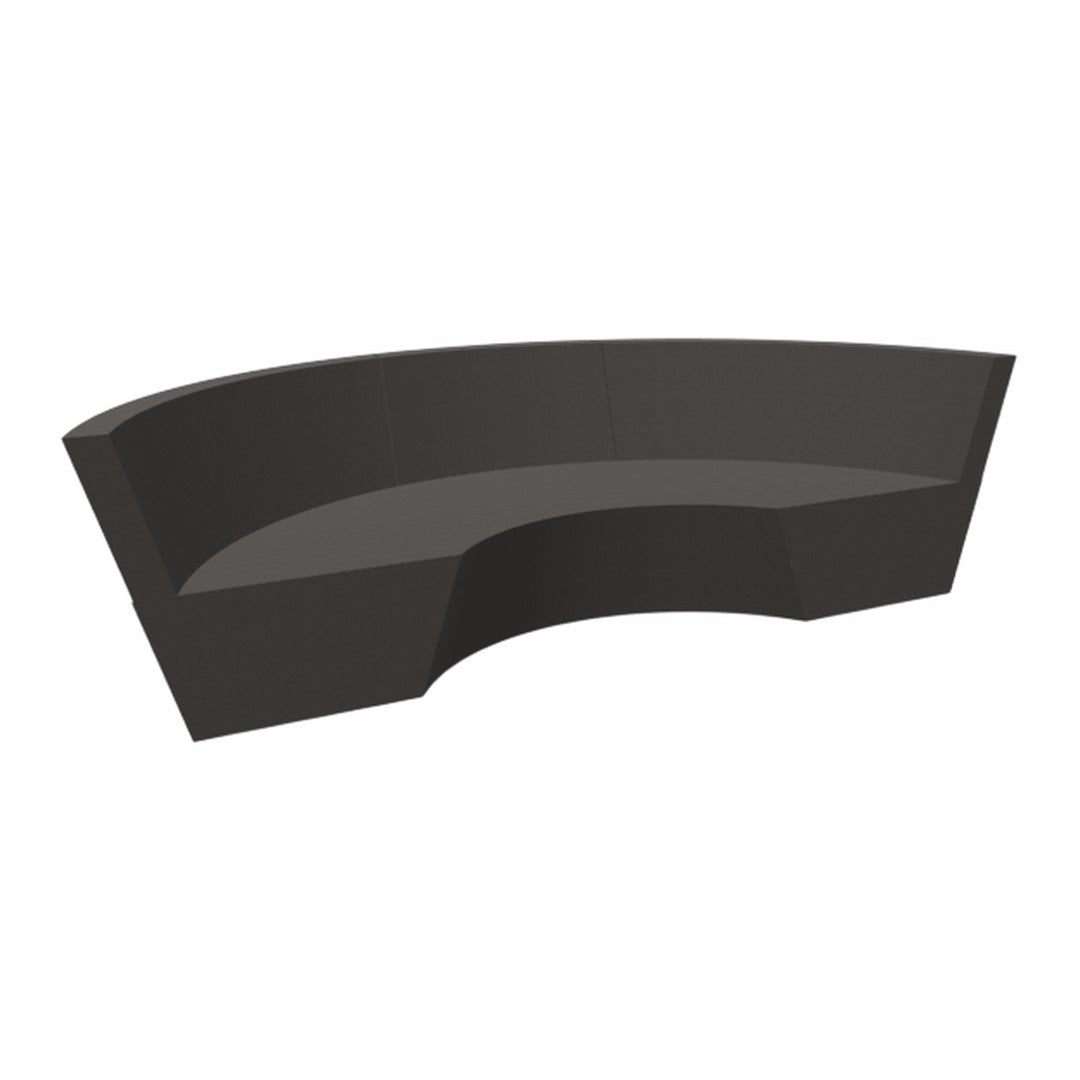 Modern dark gray curved sofa with a smooth finish, perfect for contemporary interiors.