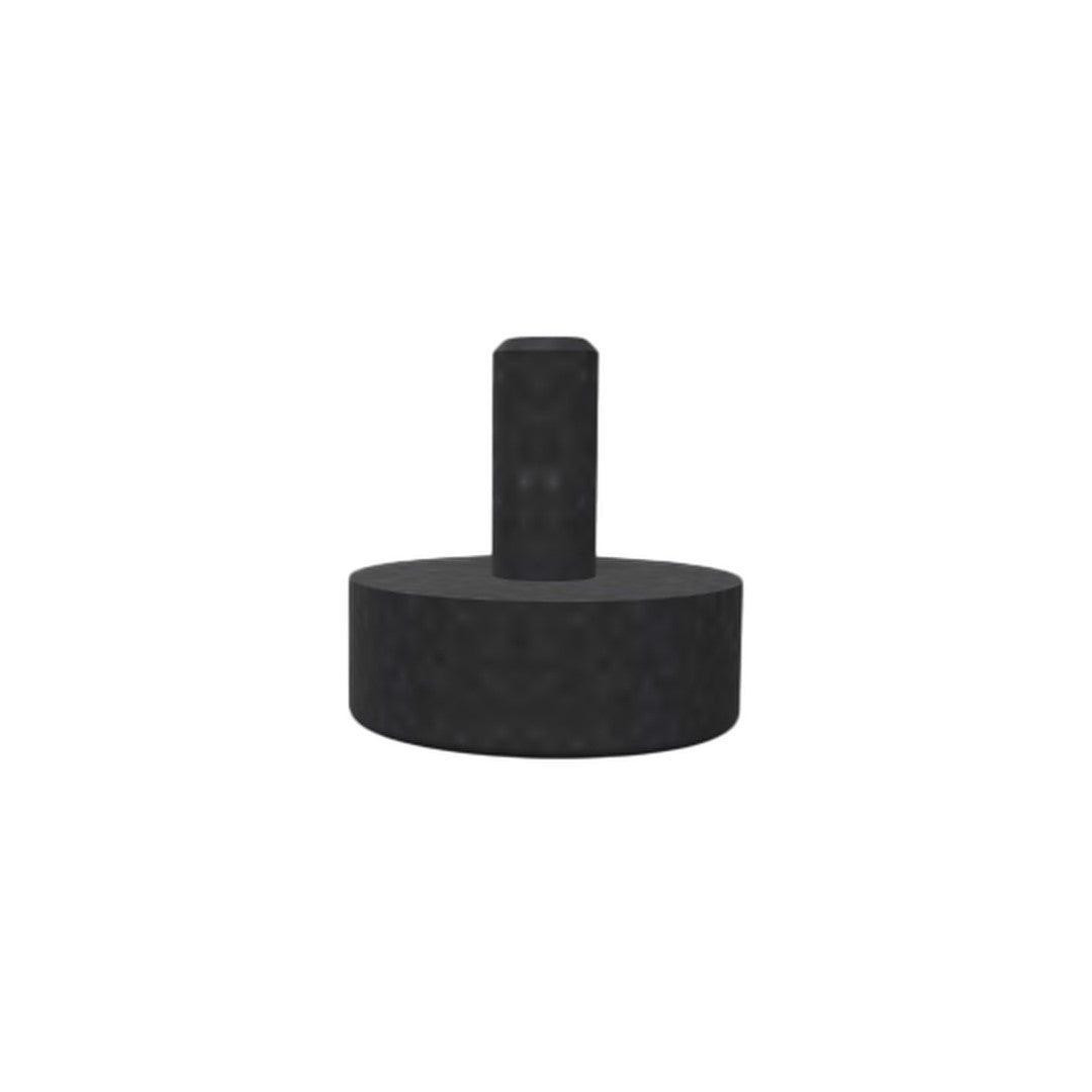 Black round weight with a cylindrical peg, featuring a smooth matte finish for an elegant look.