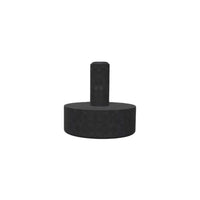 Black round weight with a cylindrical peg, featuring a smooth matte finish for an elegant look.