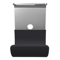 "Stainless steel top with sleek black silicone base, featuring a smooth, modern design for versatility."