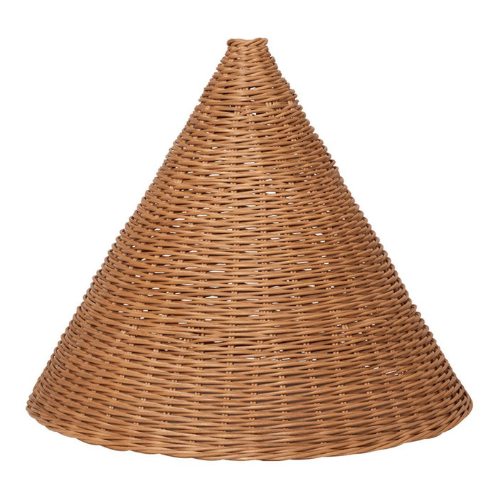 Brown conical wicker basket with a textured pattern, perfect for home decor and storage solutions.