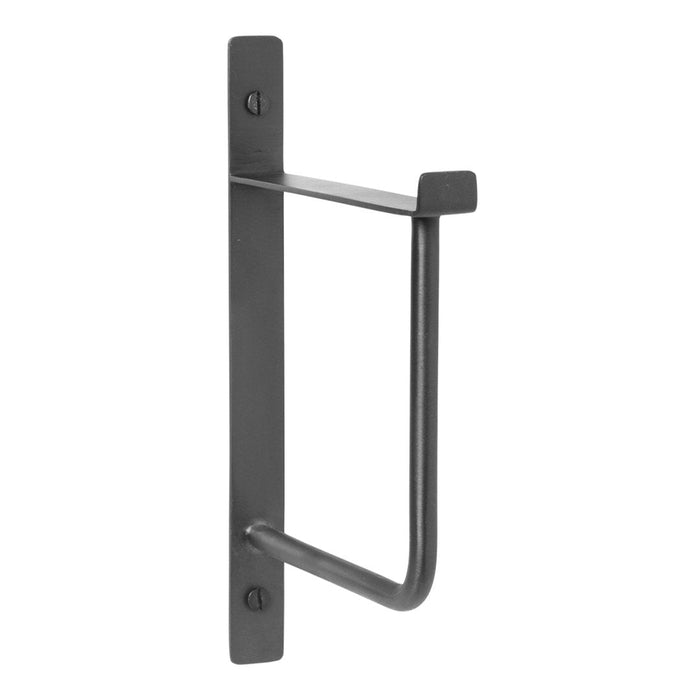 Black metal wall hook with a sleek design and smooth finish, perfect for modern decor.