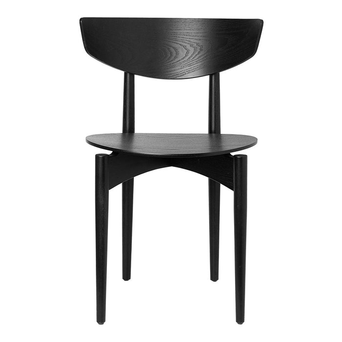 Sleek black wooden chair with smooth, minimalist design and subtle grain pattern, perfect for modern interiors.