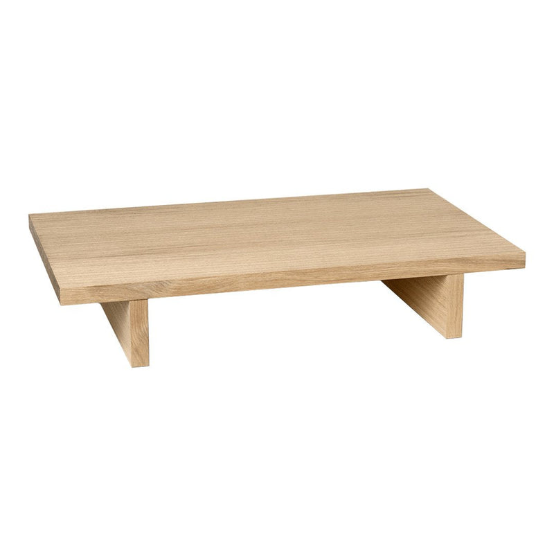 Natural wood coffee table with a smooth, light oak finish and simple, clean lines for a minimalist aesthetic.