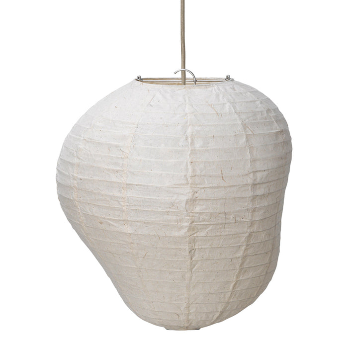 White paper lantern with a textured, crinkled surface and organic, rounded shape, perfect for soft lighting.