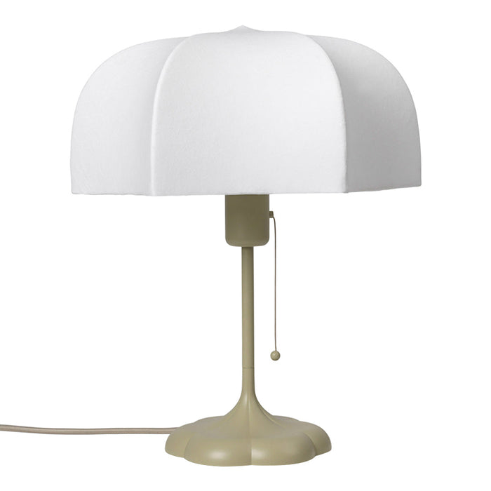 White lampshade on a beige base, featuring a sleek, modern design with a smooth texture. Ideal for stylish interiors.