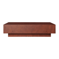 Modern rectangular coffee table in a rich, warm reddish-brown finish with a smooth, matte surface.