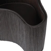 Black textured container with vertical ribbed pattern and smooth curved edges. Modern and sleek design.