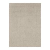 Beige area rug with a soft, textured surface and minimalist design. Perfect for neutral decor enhancement.
