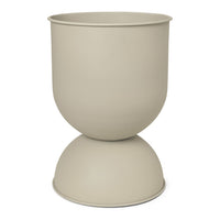 Beige, smooth ceramic planter with a rounded top and base, featuring a sleek, minimalist design.